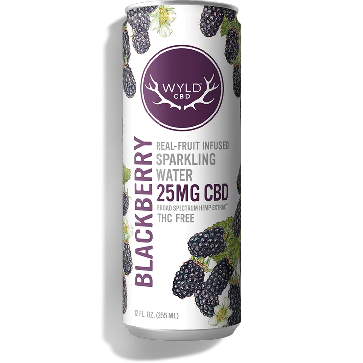 front view of can of wyld brand blackberry flavored cbd drink 25mg cbd